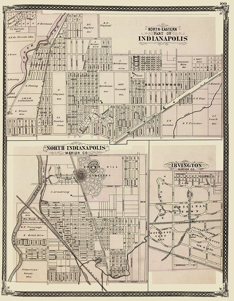Indianapolis Indiana Landowner - Baskin 1876