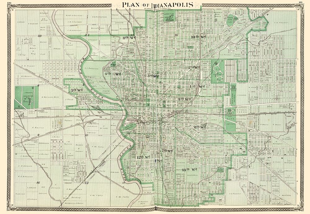 Indianapolis Indiana Landowner - Baskin 1876
