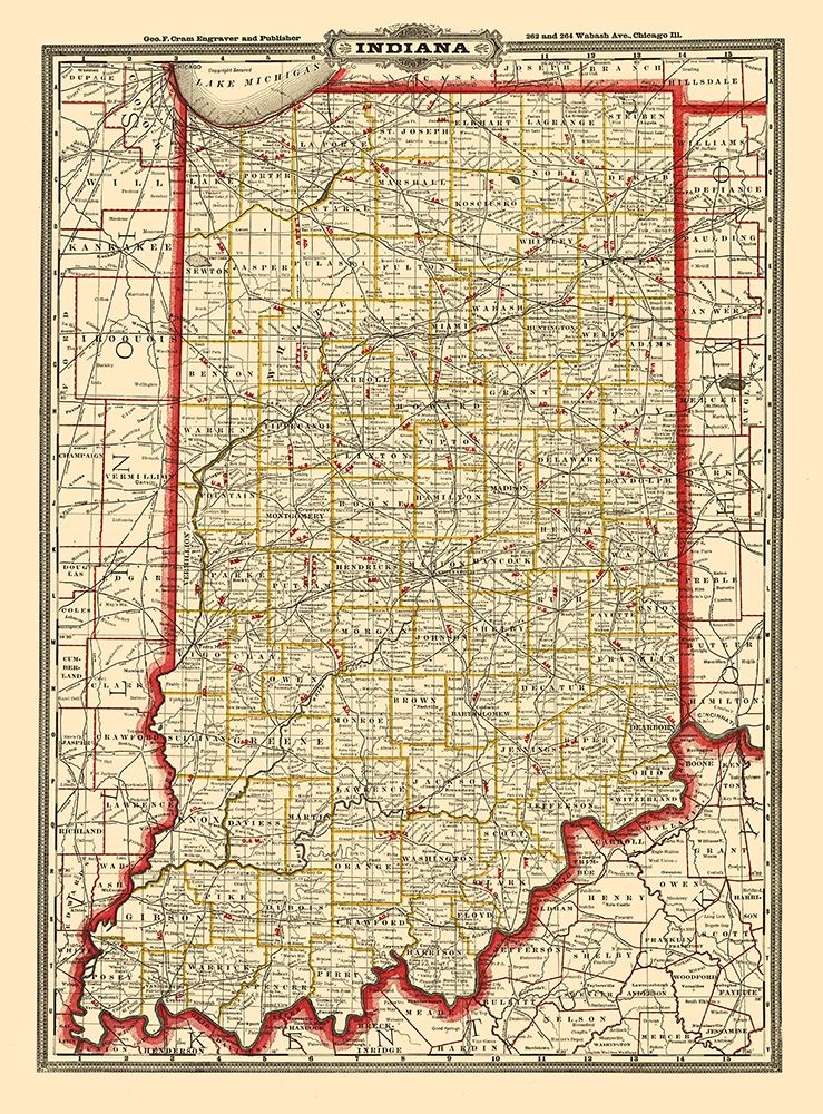 Indiana Railroads - Cram 1888