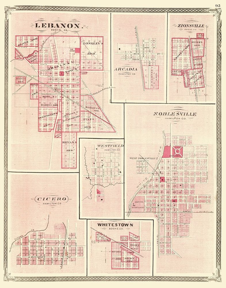 Lebanon, Arcadia, Zionsville Indiana - Baskin 1876