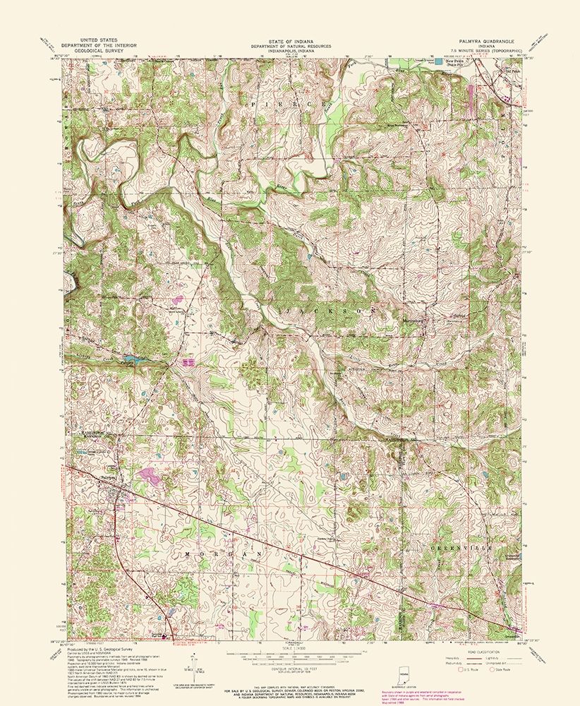 Palmyra Indiana Quad - USGS 1988
