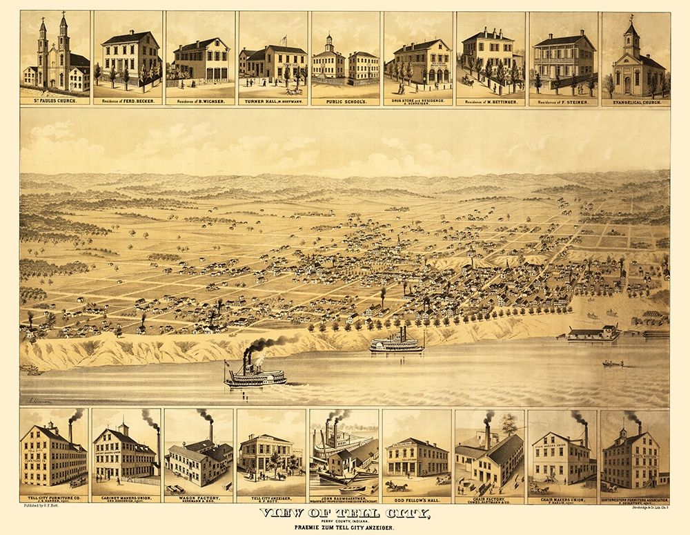 Tell City Indiana - Strobridge 1870