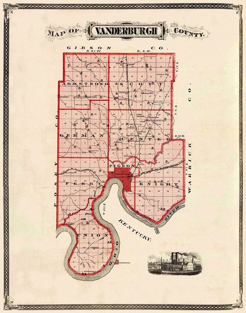 Vanderburgh Indiana Landowner - Andreas 1876