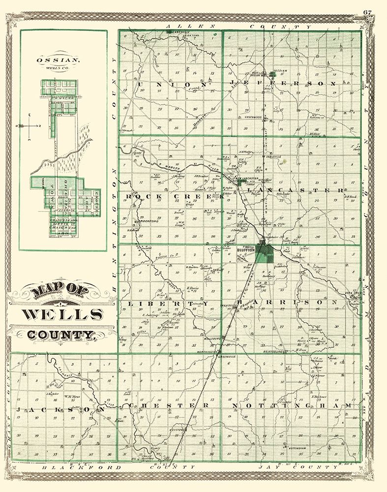 Wells Indiana Landowner - Baskin 1876