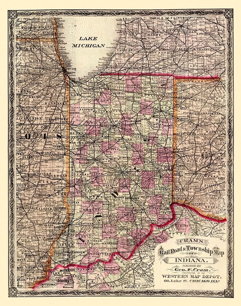 Indiana - Cram 1875