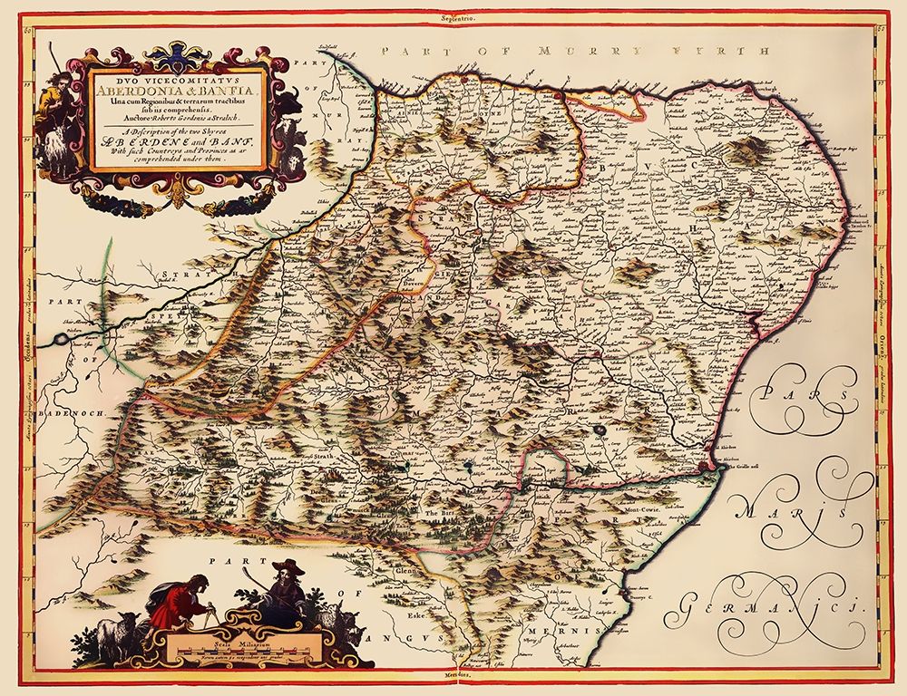 Aberdene Banf Scotland - Blaeu 1654