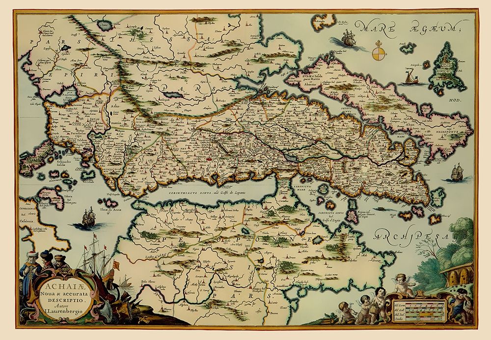 Achaea Region Greece - Lauremberg 1654