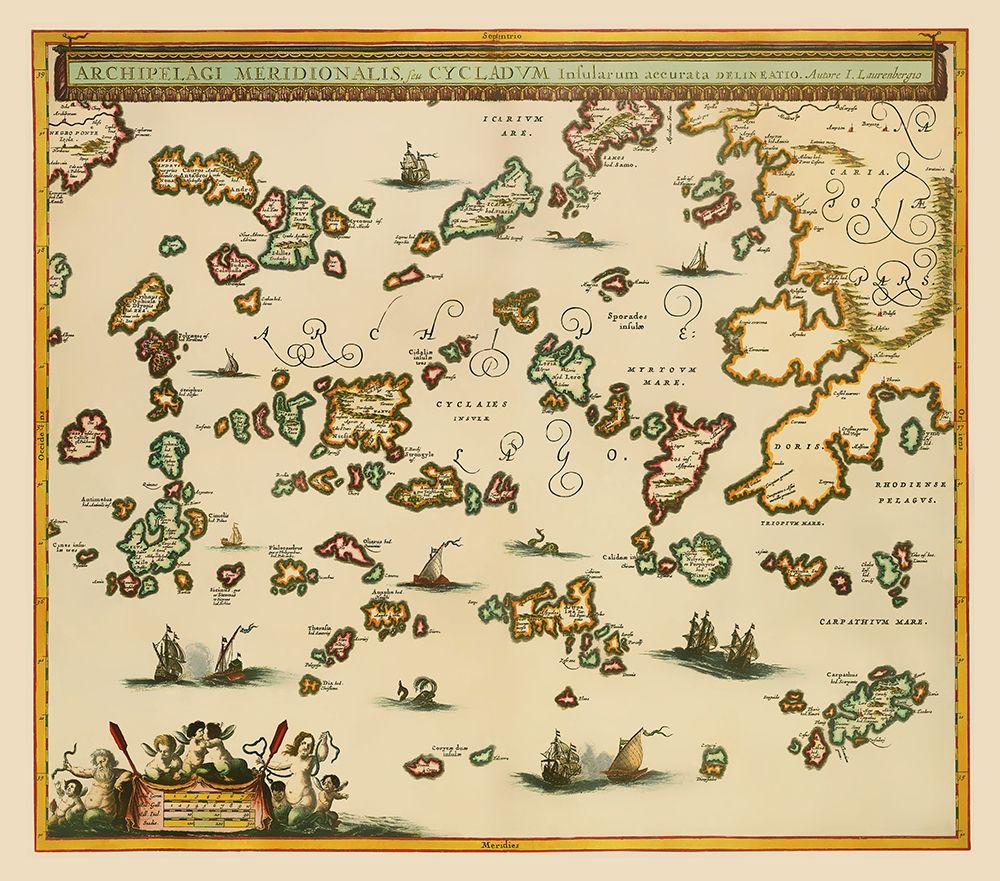 Aegean Sea Greece  - Lauremberg 1654