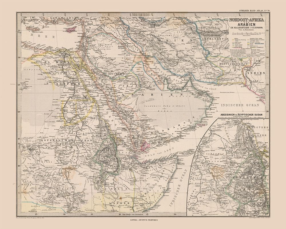 North East Africa Arabia - Stieler  1885