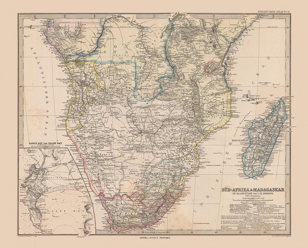 South Africa Madagascar - Stieler  1885