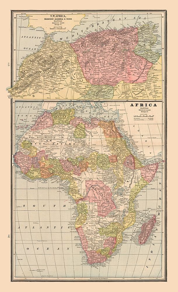 Africa North West Africa - Cram 1888