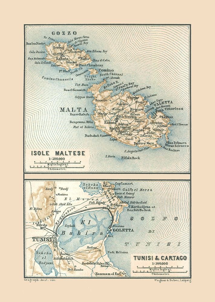 Malta Tunisia Carthage - Baedeker 1880