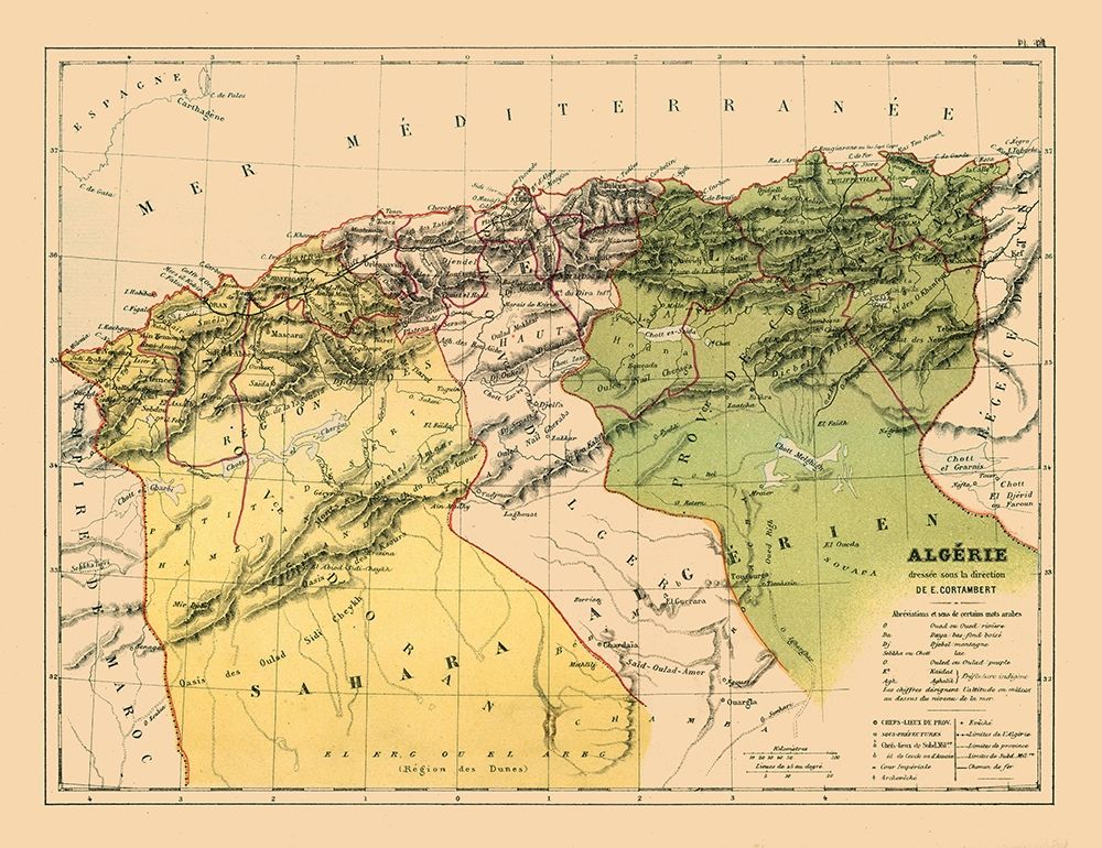Algeria Africa - Cortambert 1880