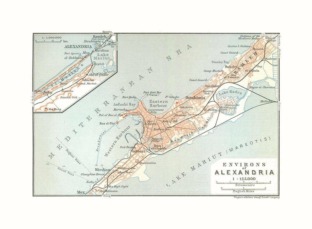 Alexandria Environs Egypt - Baedeker 1913
