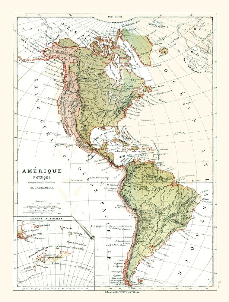 Physical of America - Cortambert 1880
