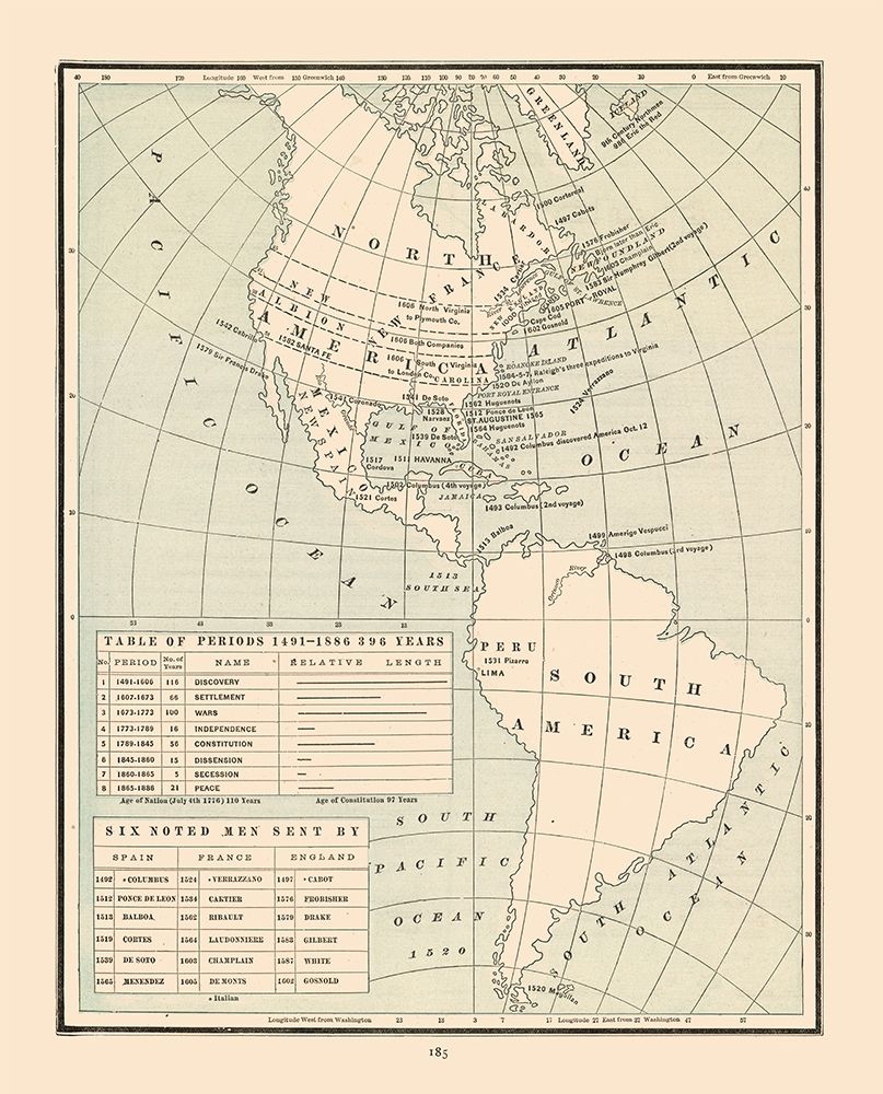 Explorers of Americas - Cram 1892