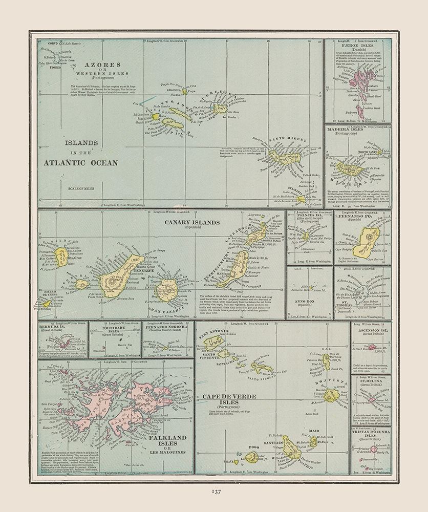 Islands of Atlantic Ocean - Cram 1892
