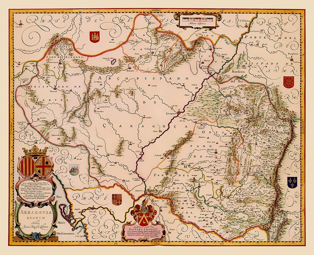 Aragon Spain - Blaeu 1638
