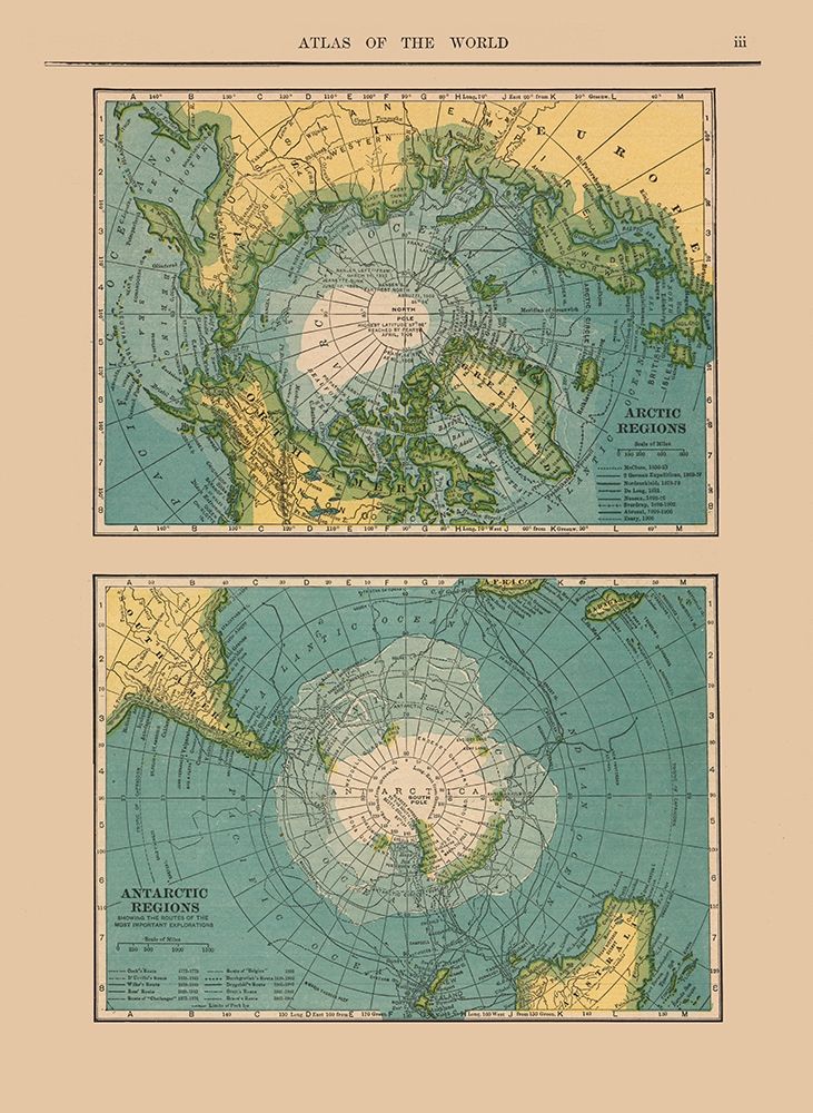 Arctic Antarctic Regions - Hammond 1910