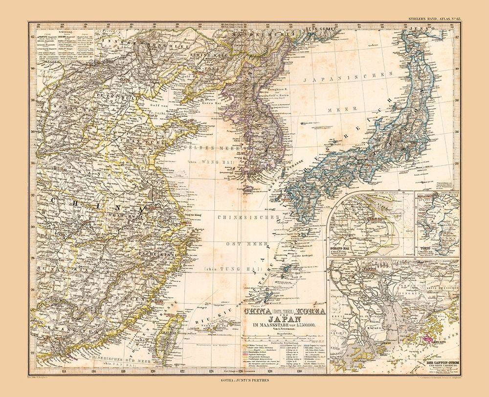 Asia China Korea Japan - Stieler  1885