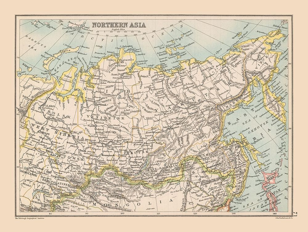 Siberia Northern Asia - Bartholomew 1892