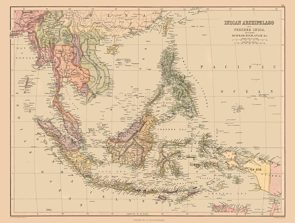 Asia Indian Archipelago India - Bartholomew 1867