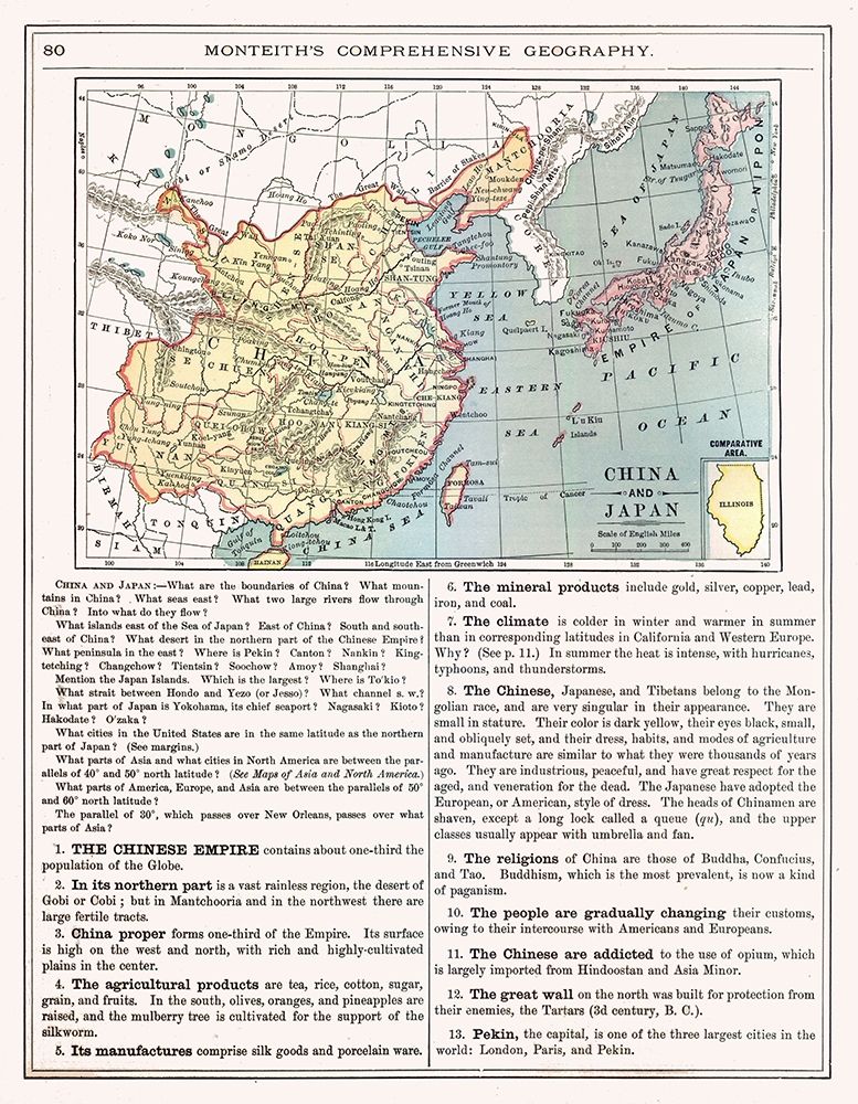 Asia China Japan - Monteith 1882
