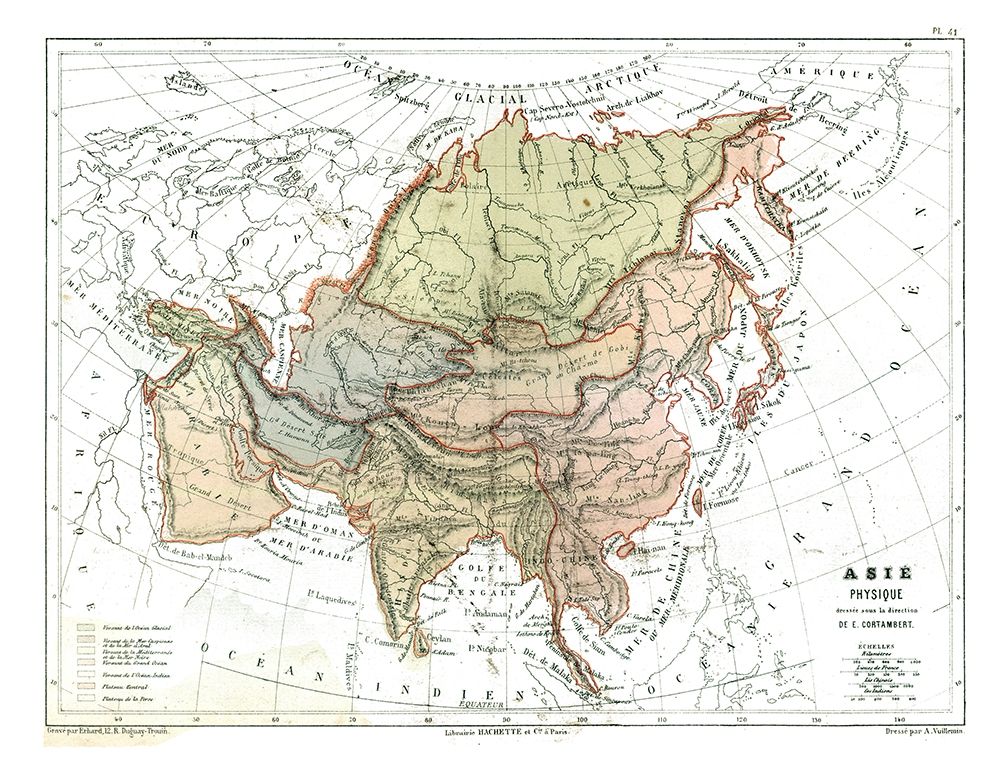 Physical of Asia - Cortambert 1880