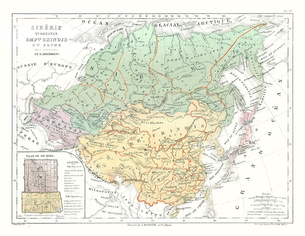 Asia Siberia China Turkestan - Cortambert 1880