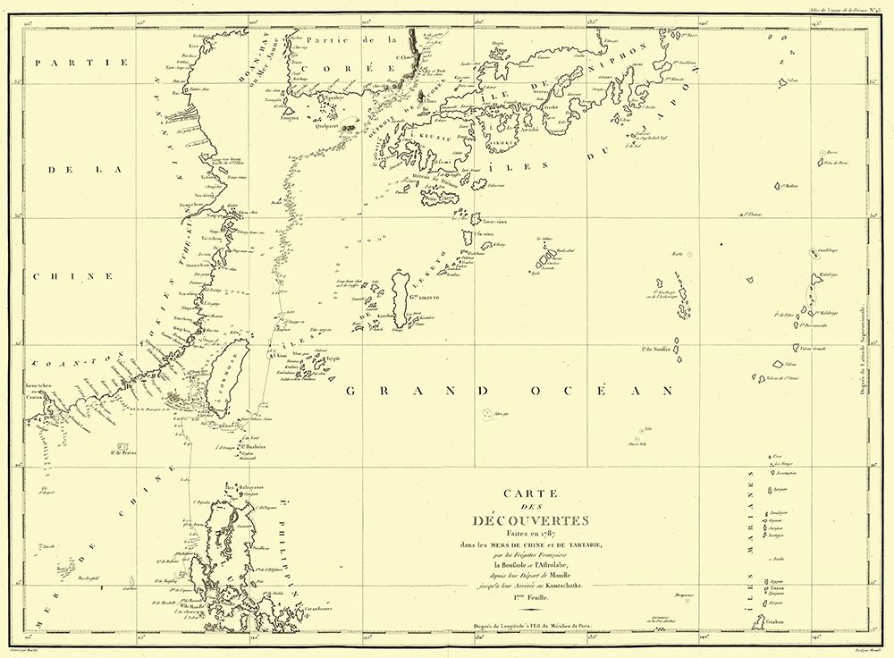 Asia Chart of Discoveries - Boufsol 1787