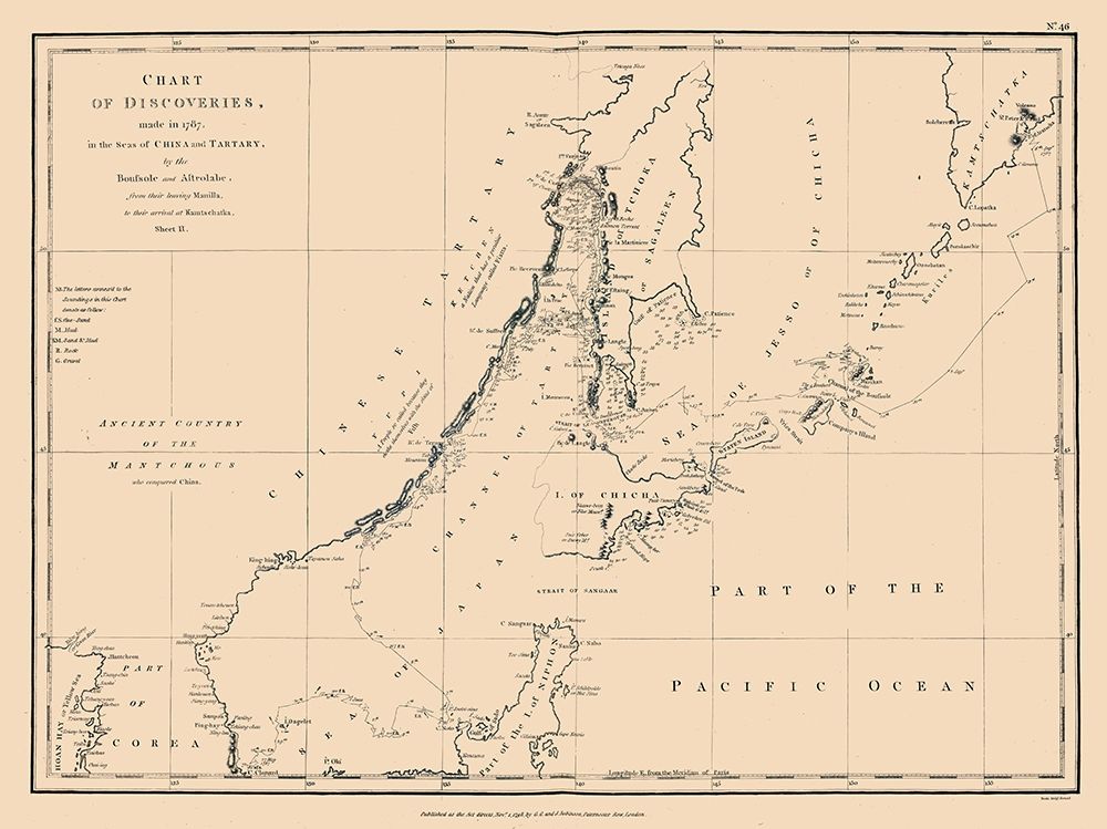Asia Chart of Discoveries - Robinson 1798