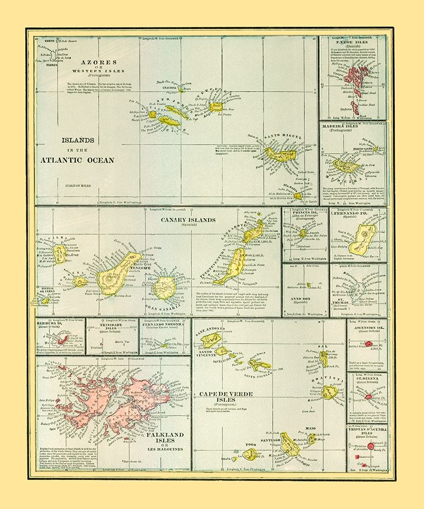 Atlantic Ocean Islands - Cram 1889