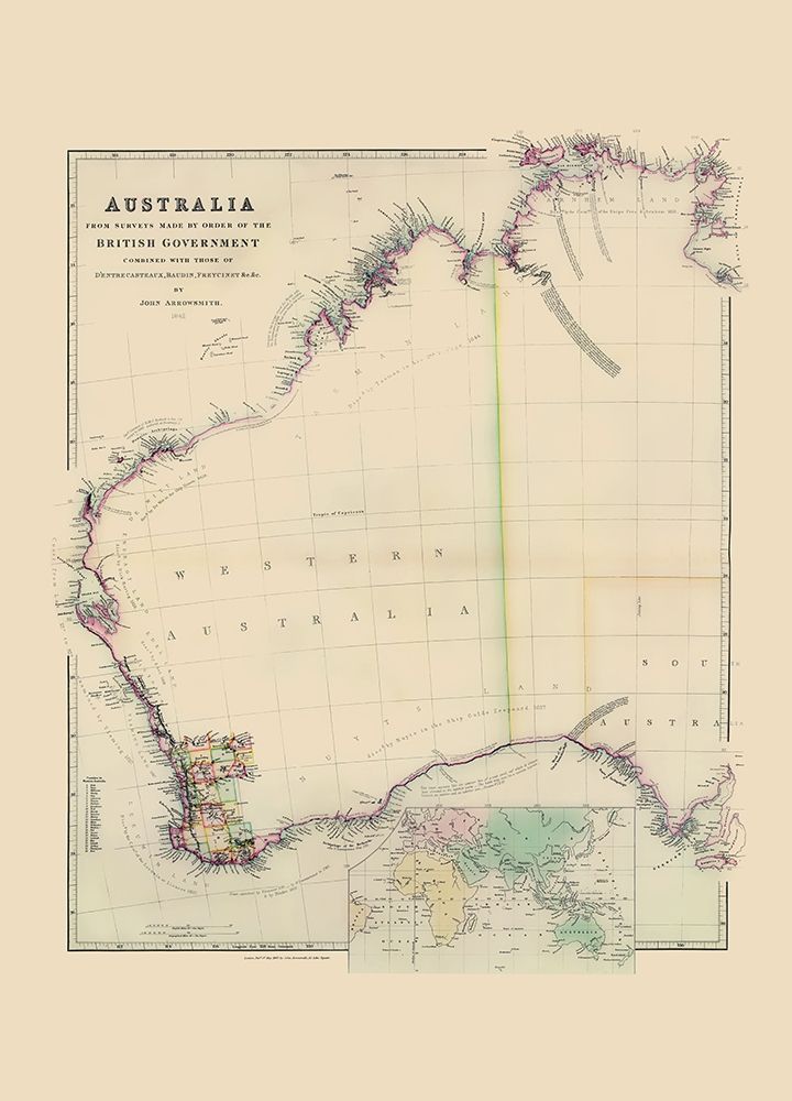 Australia Western Surveys - Arrowsmith 1844