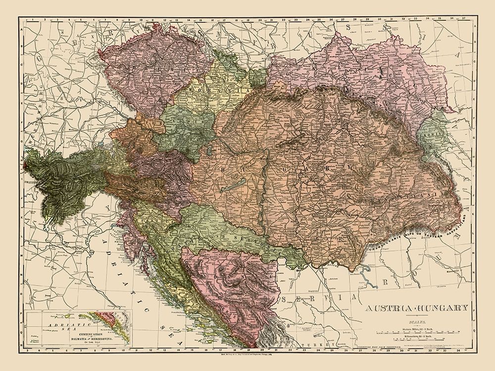 Austria Hungary - Rand McNally 1895