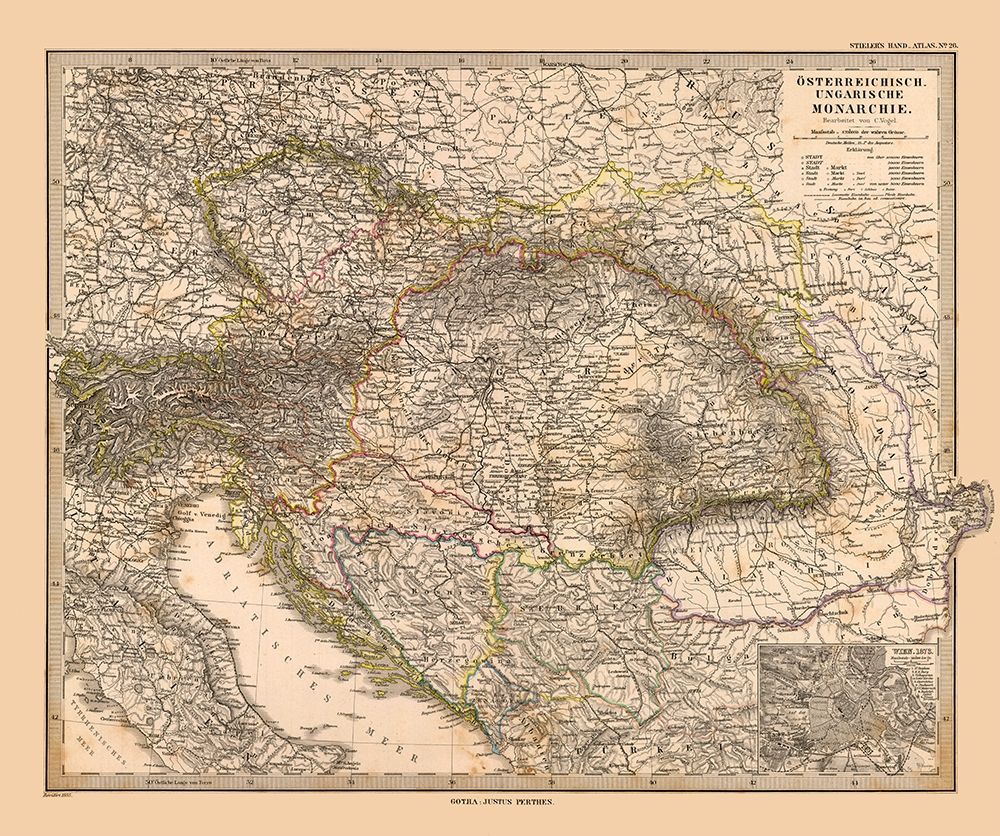 Austro Hungarian Empire - Stieler  1885