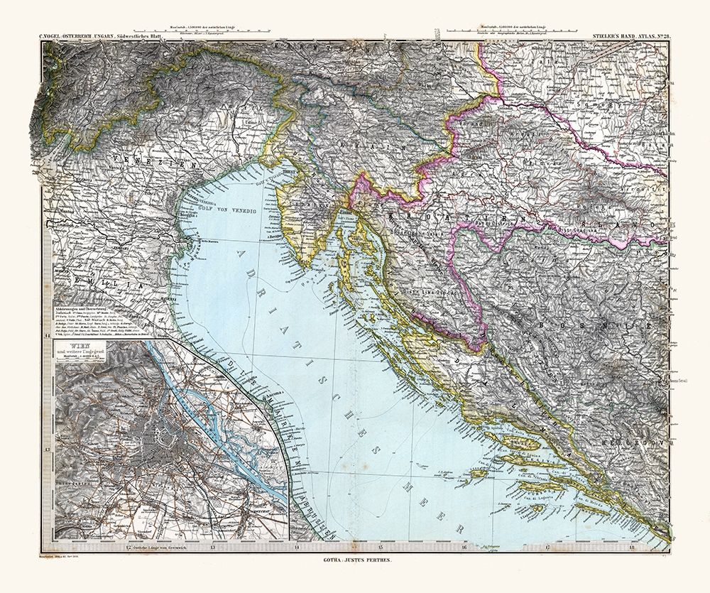 South West Austria Hungary - Stieler  1885