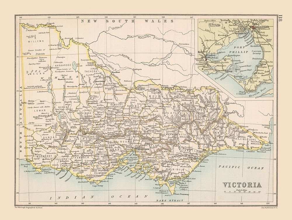 Victoria State Australia - Bartholomew 1892
