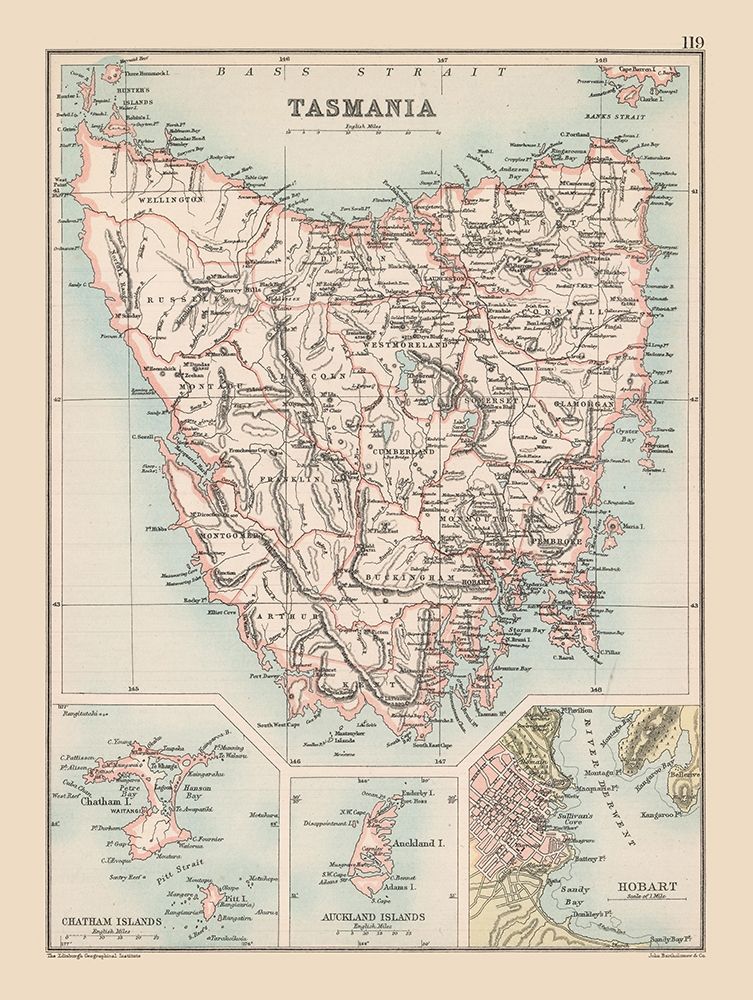 Australia Tasmania  - Bartholomew 1892