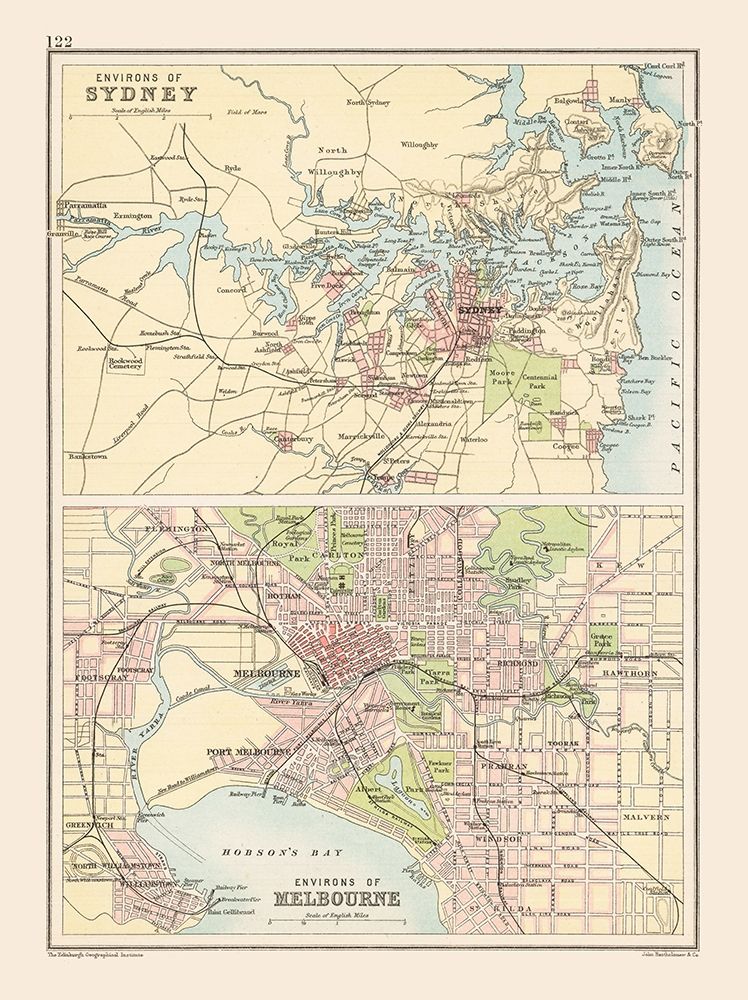 Australia Sydney Melbourne - Bartholomew 1892