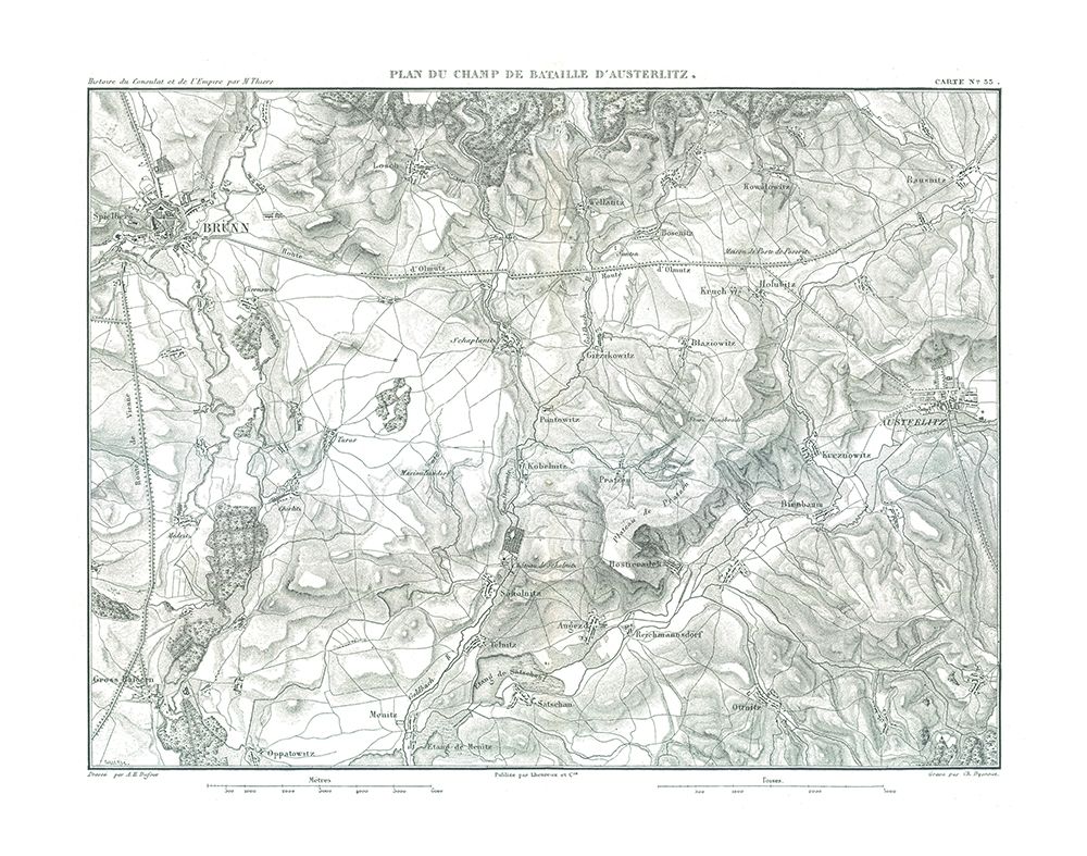 Field Plan of Battle of Austerlitz - Thiers 1866