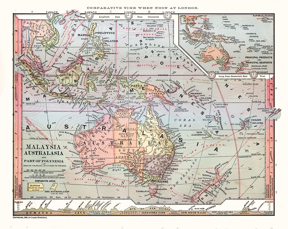 Australia Malaysia Polynesia - Monteith 1882