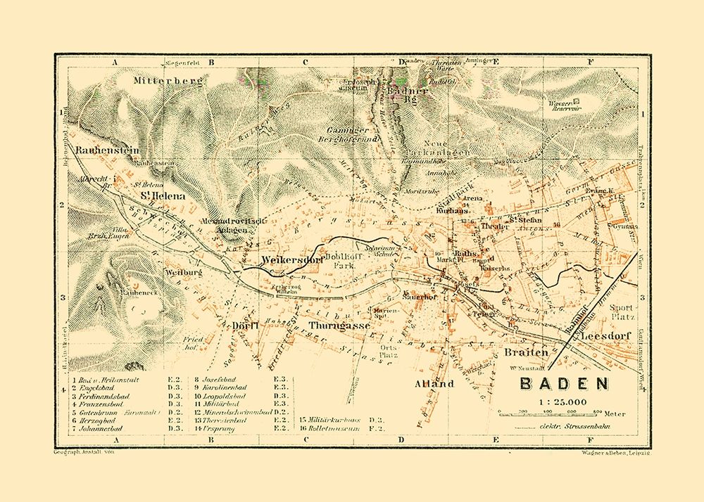 Baden Austria - Baedeker 1910