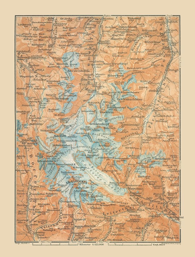 Glockner Barenkopf Region Austria - Baedeker 1910