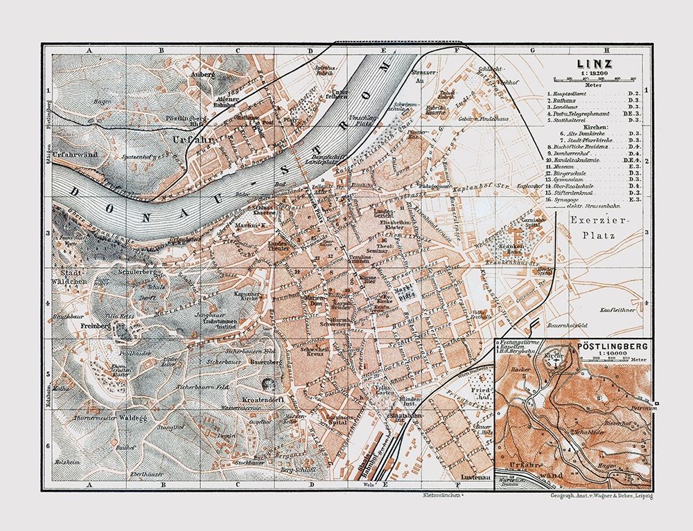 Linz Austria - Baedeker 1910