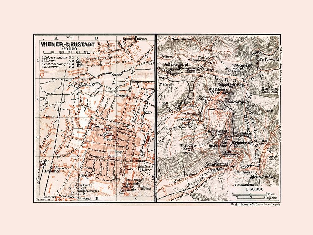 Wiener Neustadt Austria - Baedeker 1910