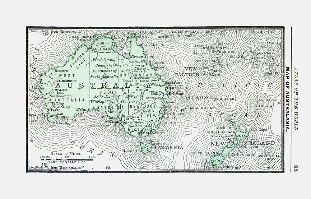 Australia New Zealand - Rand McNally 1886