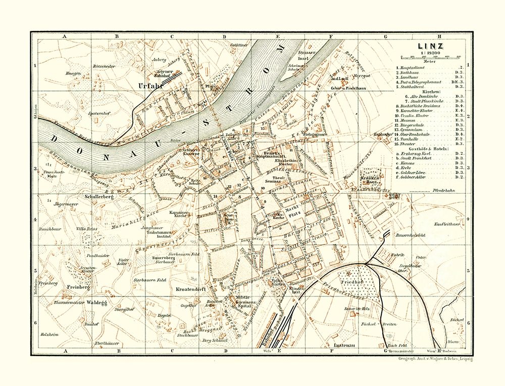 Linz Austria - Baedeker 1896