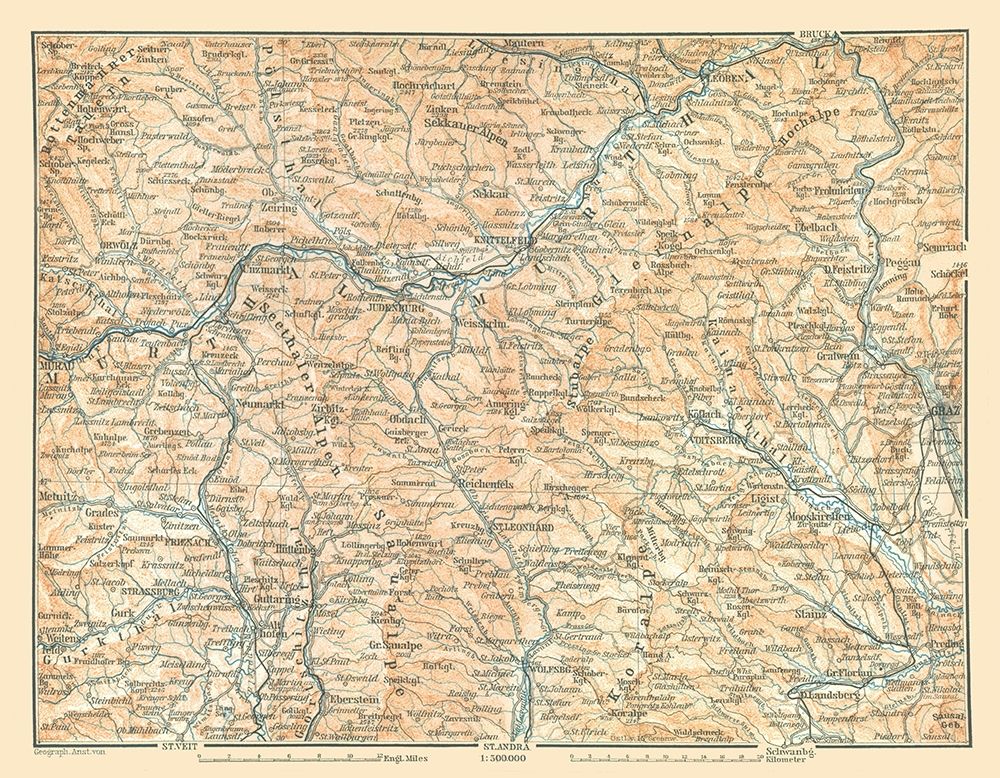 Murthal Region Austria - Baedeker 1896
