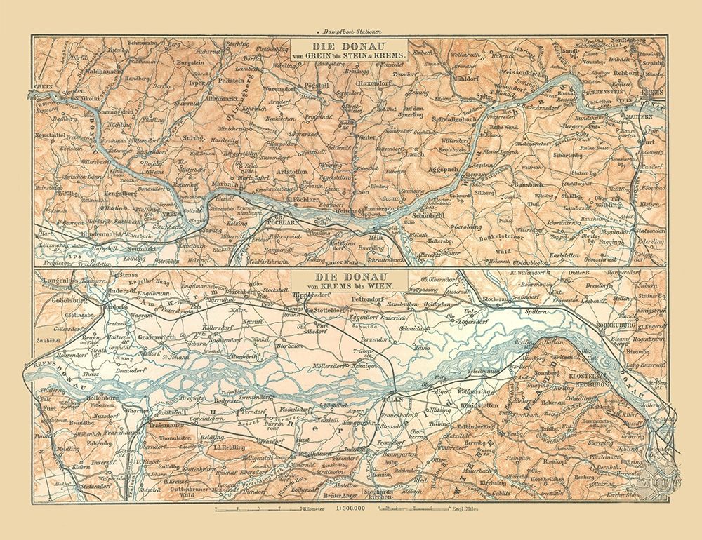 Danube River Austria - Baedeker 1896