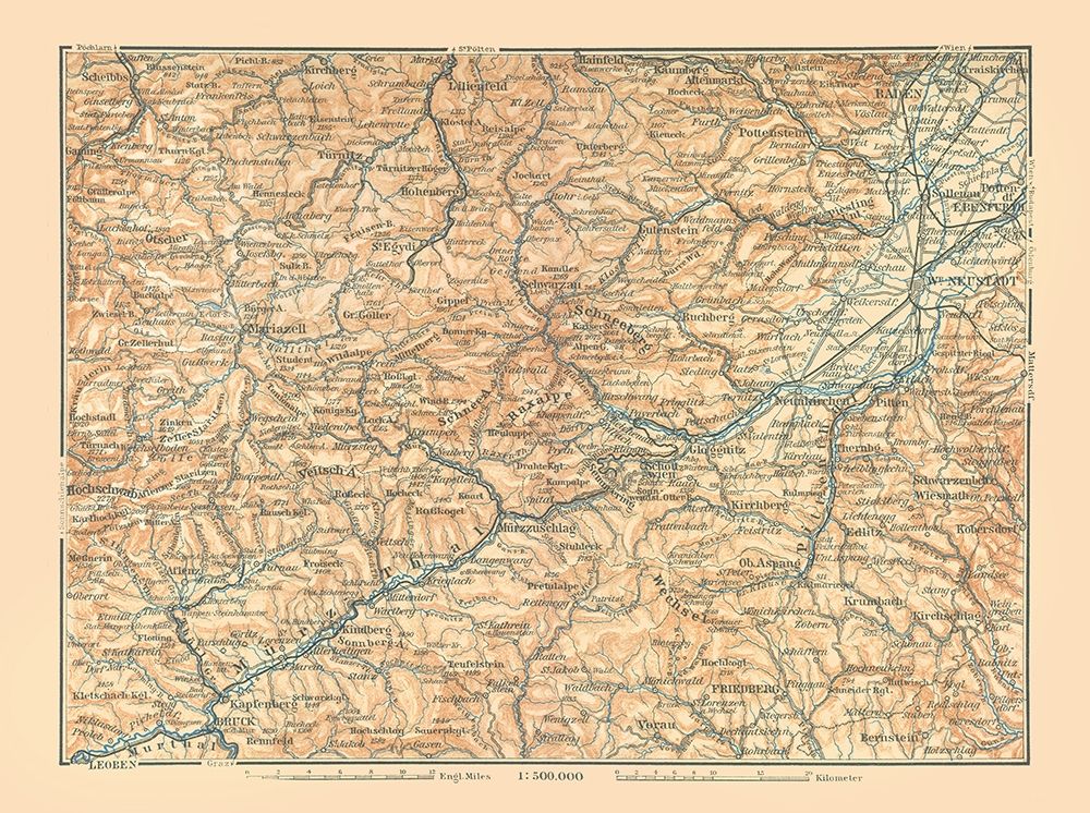 Murzthal Austria - Baedeker 1896